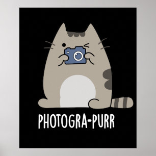 Poster Photograh-purr Funny Cat Photographe Pun Dark BG