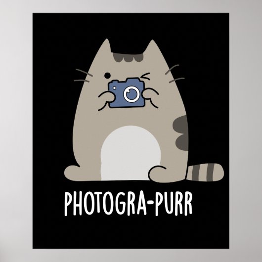 Poster Photograh-purr Funny Cat Photographe Pun Dark BG (Devant)