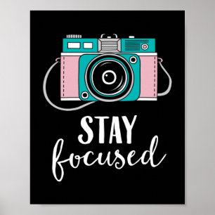 Poster Photographe à l'appareil photo vintage restez conc
