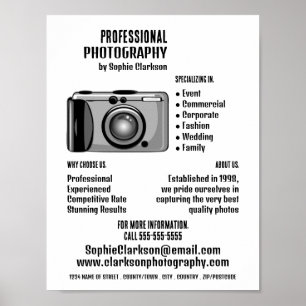 Poster Photographe d'icône de caméra numérique, location 