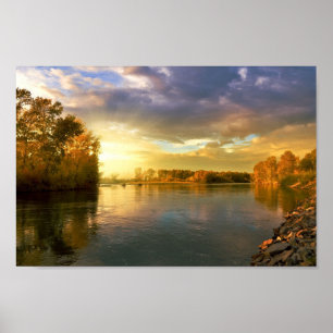 Poster Photographie. Coucher du soleil de la rivière.