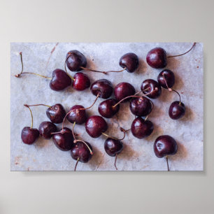Poster Photographie de Cerises Rouges Fraîches