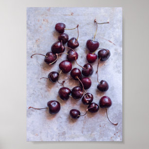 Poster Photographie de Cerises Rouges Fraîches