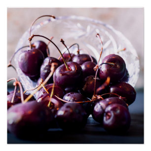 Poster Photographie de Cerises Rouges Fraîches
