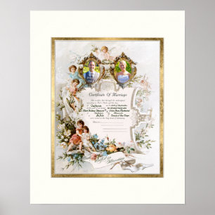 Poster Photographie de certificat de mariage de mariage v