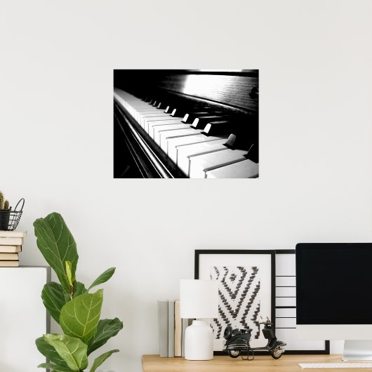 Poster Photographie de piano noir et blanc classique (Bureau à domicile)
