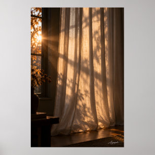 Poster Photographie de silhouette de rideau rétroéclairé