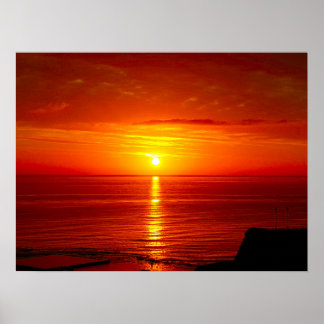 Poster Photographie du lever du soleil de l'océan Rouge