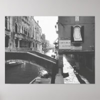 Photographie en noir et blanc Venise Italie Canal
