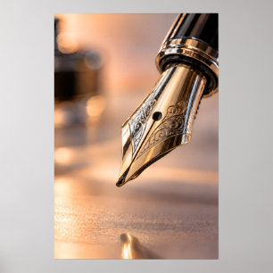 Poster Photographie macro de la plume d'un stylo avec gou