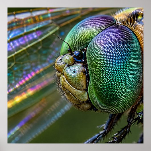 Poster Photographie macro de l'œil composé de libellule (Devant)
