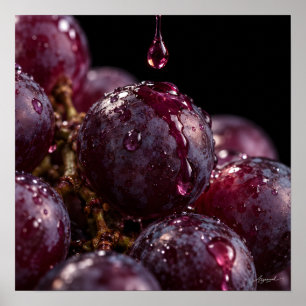 Poster Photographie Macro d'un Raisin Doré par le Soleil