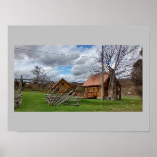 Poster photographie montagnes cabines chute logis nuages 