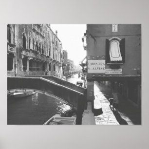 Poster Photographie noir et blanc Venise Italie Canal