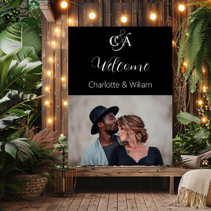 Poster Photographie noir monogramme mariage signe de bien