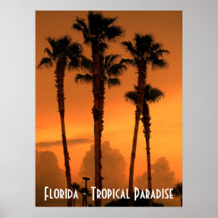Poster Photographie tropicale d'affiche de coucher du sol