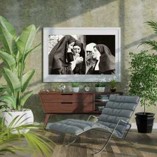 Poster Photographie vintage de nonnes fumant