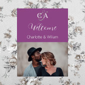 Poster Photographie violette monogramme mariage signe de 