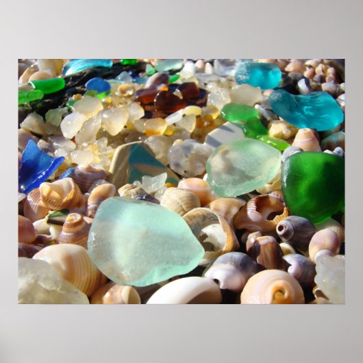 Poster Photographies d'art Blue Sea Glass Plage côtière A (Devant)