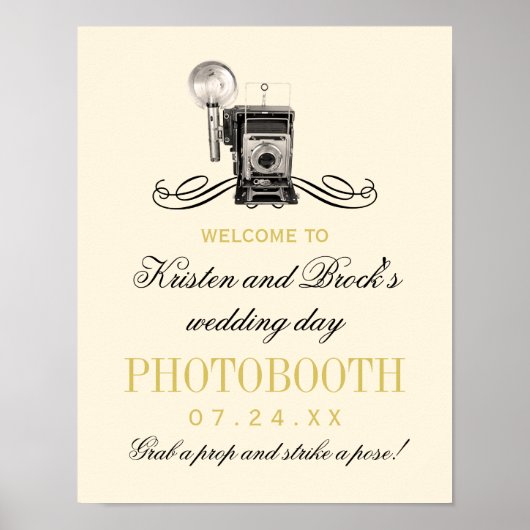 Poster Photomaton à l'ancienne Mariage Or (Devant)