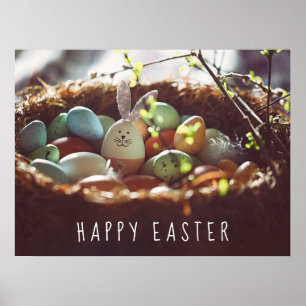 Poster Photos colorées des oeufs de Pâques Jour des oeufs