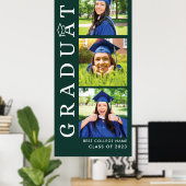 Poster Photos de Graduation Vert et Blanc Grad 2025 (Bureau à domicile)