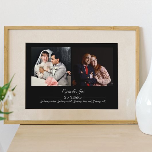 Poster Photos Maintenant et Alors Texte Argent Photo d'An