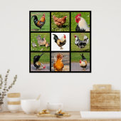 Poster Photos mosaïque de coqs et poules (Cuisine)