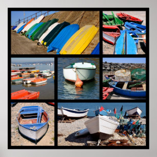 Poster Photos multiples de petits bateaux