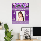 Poster Photos Perles de Quinceañera blanc violet Bienvenu (Bureau à domicile)