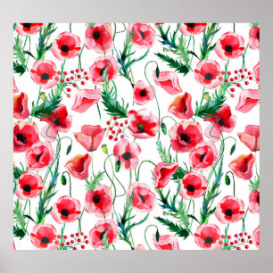 Poster Photos rouges : aquarelle illustration florale
