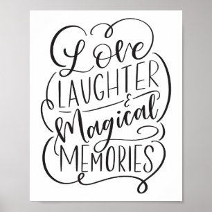 Poster Phrase de typographie   Amour Rires Souvenirs Magi