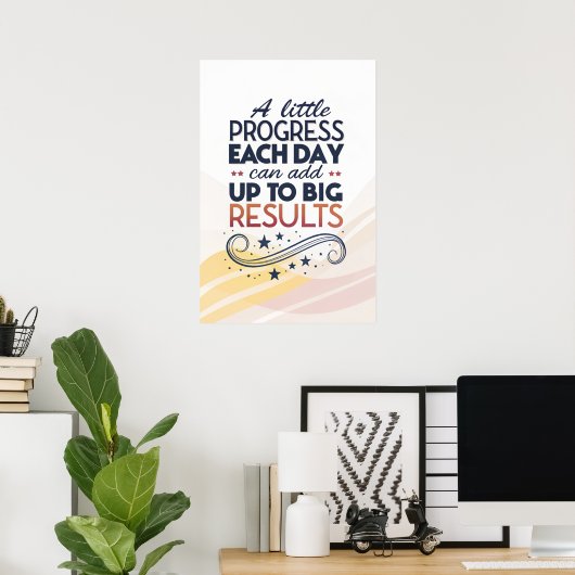 Poster phrases de motivation courtes, un léger progrès (Bureau à domicile)