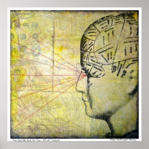 Poster Phréologie crâne 3 oeil Vintage