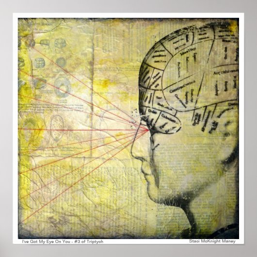 Poster Phréologie crâne 3 oeil Vintage (Devant)