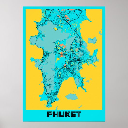 Poster Phuket - Carte de la ville de Thaïlande Gloria (Devant)