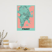 Poster Phuket - Carte de la ville de Thailande Peony (Cuisine)