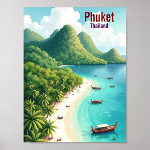 Poster Phuket Thaïlande Voyage Artistique aquarelle
