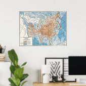 Poster Physical Map of Asia (Bureau à domicile)