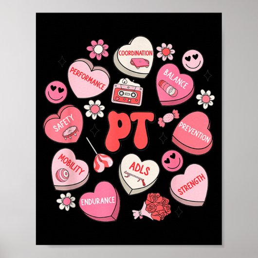 Poster Physical Therapy Groovy Valentine's Day Heart Cand (Devant)