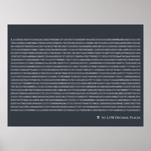 Poster Pi à 2 198 décimales (Devant)