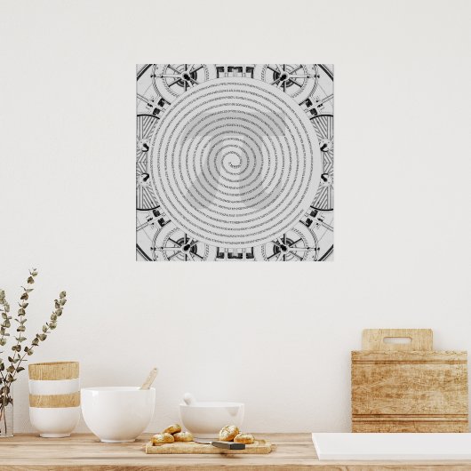 Poster Pi dans une spirale à 2210 chiffres dans l'affiche (Cuisine)