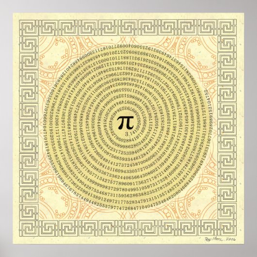 Poster Pi dans une spirale ~ Math comme art (Devant)