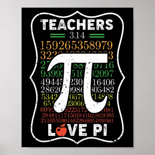Poster Pi Day 3.14 Enseignants Aimer Pi Math Enseignants  (Devant)