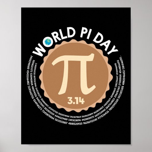 Poster Pi Day - 3.14 Mars 14 - Math Geometry Nerd - Pie (Devant)