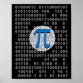 Poster Pi Day Ascii Binary Code 3.14 Pi Symbole math Nerd (Devant)