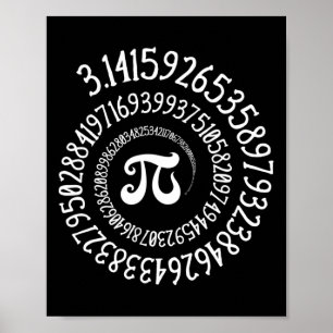 Poster Pi Day Funny Vintage Graphisme Spiral Formule Math