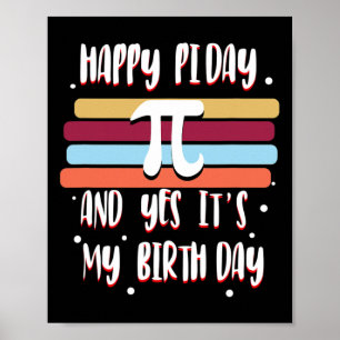 Poster Pi Day Joyeux anniversaire 3.14 Cool numéros amusa