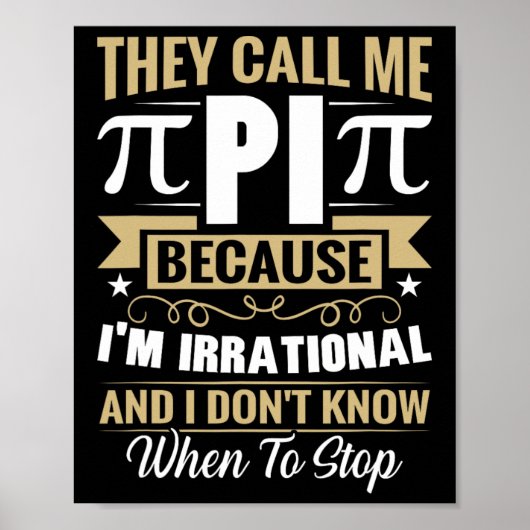 Poster Pi Day Math Nerd - Appelez-moi Pi Irrationnel Ne s (Devant)