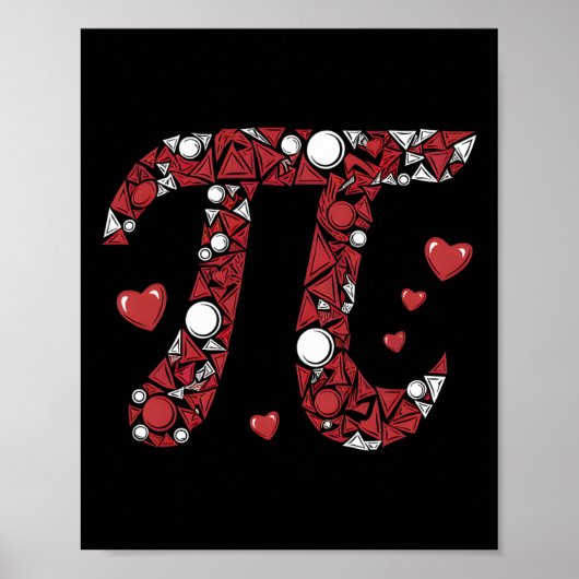 Poster Pi Math Lover Enseignant Valentines Coeurs de jour (Devant)